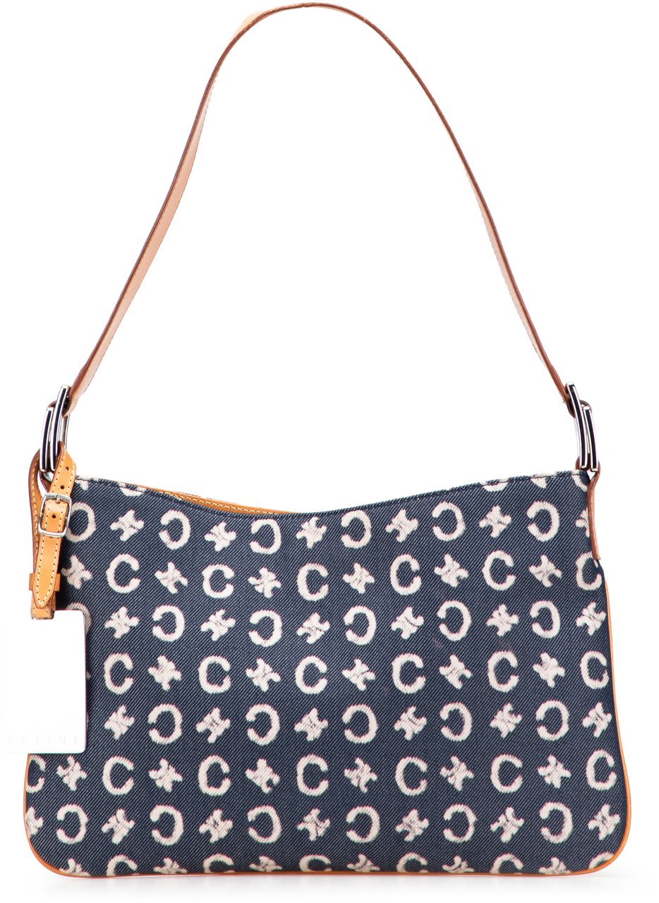 Celine C Macadam Denim Shoulder Bag Blauw