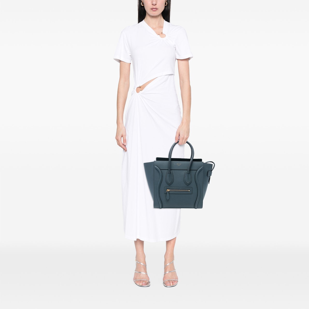 Celine Micro Calfskin Luggage Tote Blauw