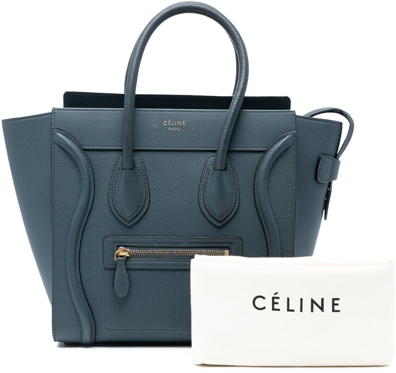 Celine Micro Calfskin Luggage Tote Blauw