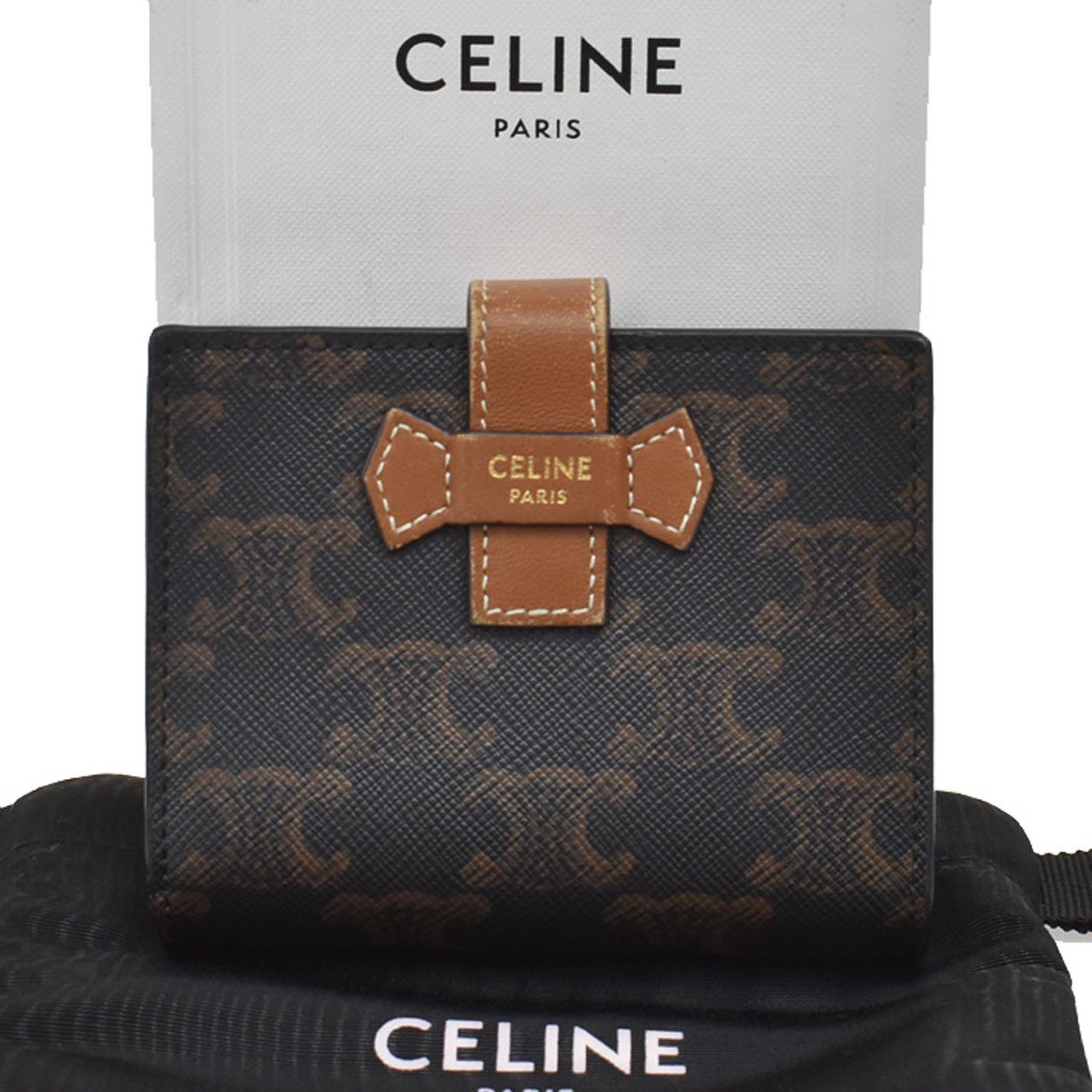 Celine Celine Strap wallet Triomphe coated canvas Bruin