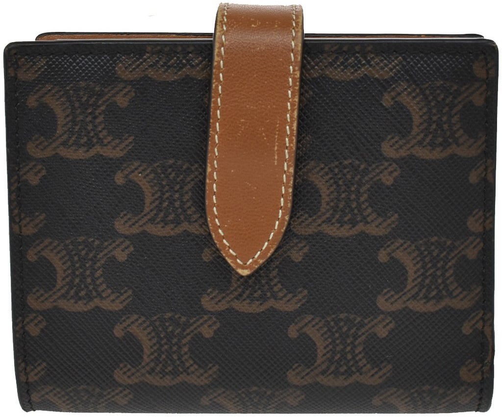 Celine Celine Strap wallet Triomphe coated canvas Bruin