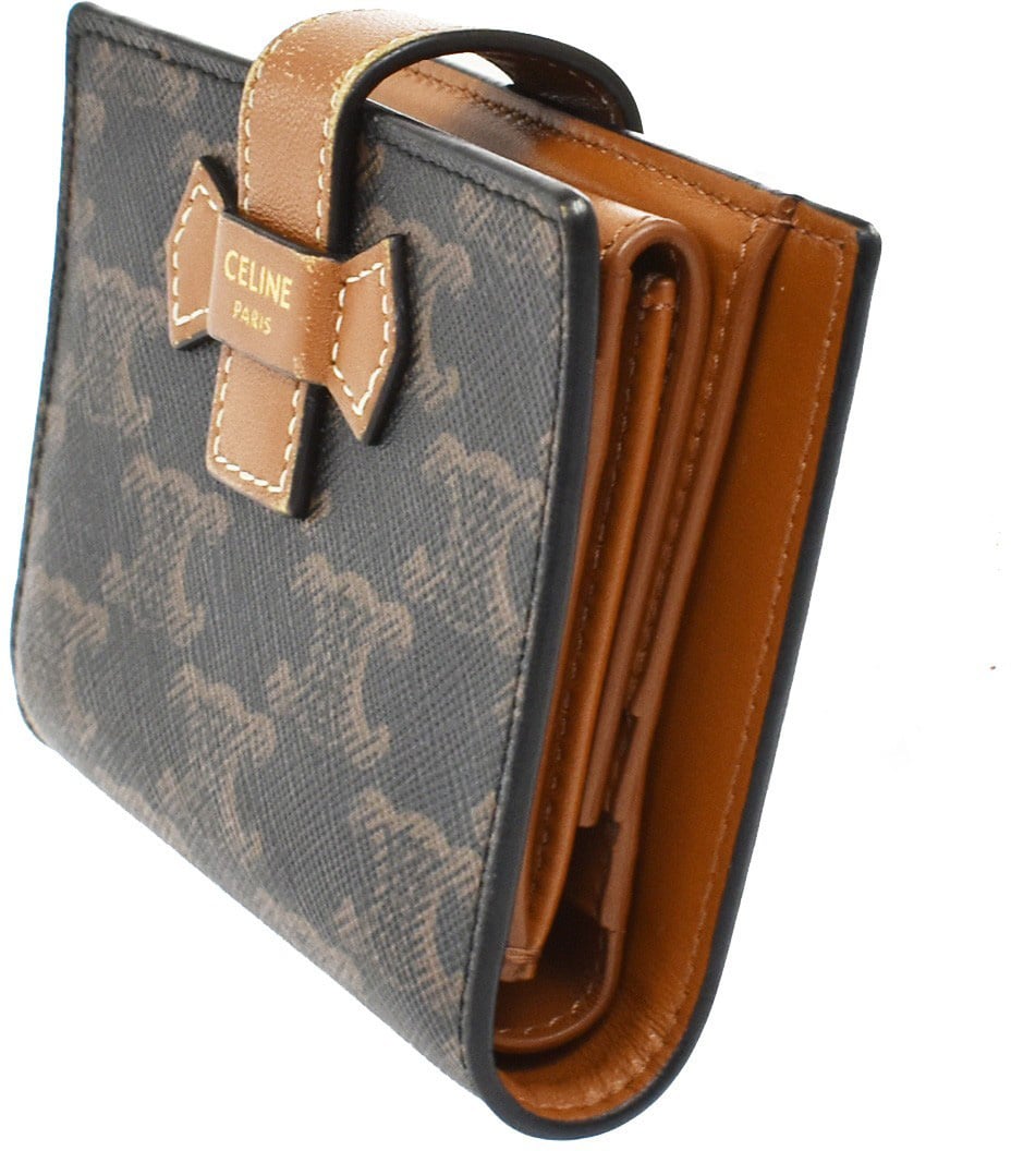 Celine Celine Strap wallet Triomphe coated canvas Bruin
