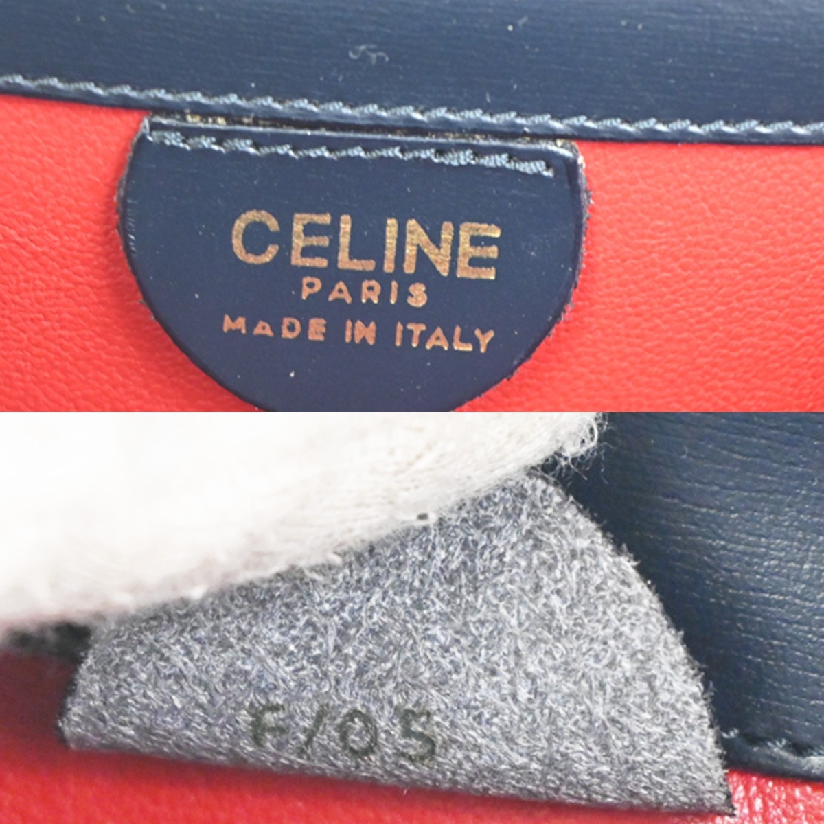 Celine Celine Gancini Handbag Leather Navy