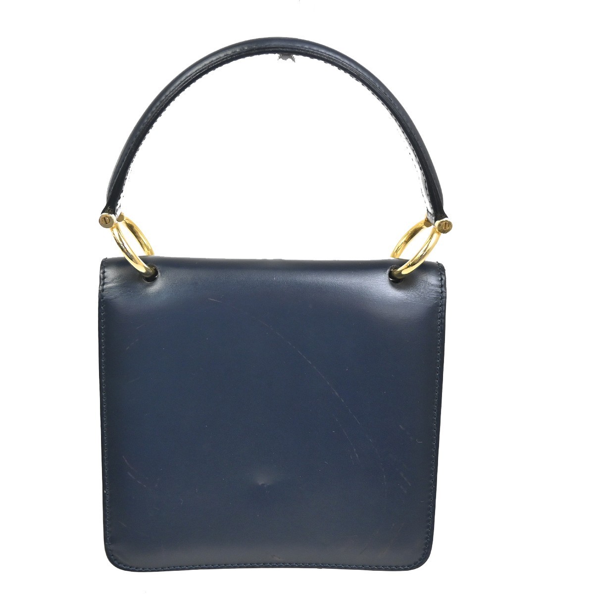 Celine Celine Gancini Handbag Leather Navy