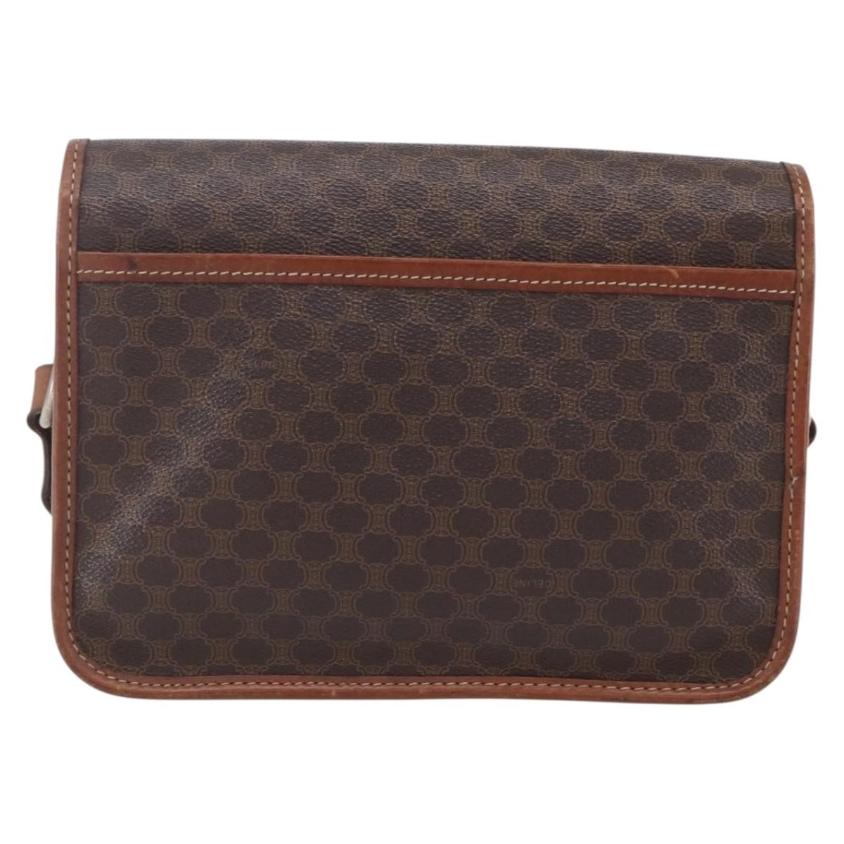 Celine Celine Flap Shoulder Bag Canvas Bruin