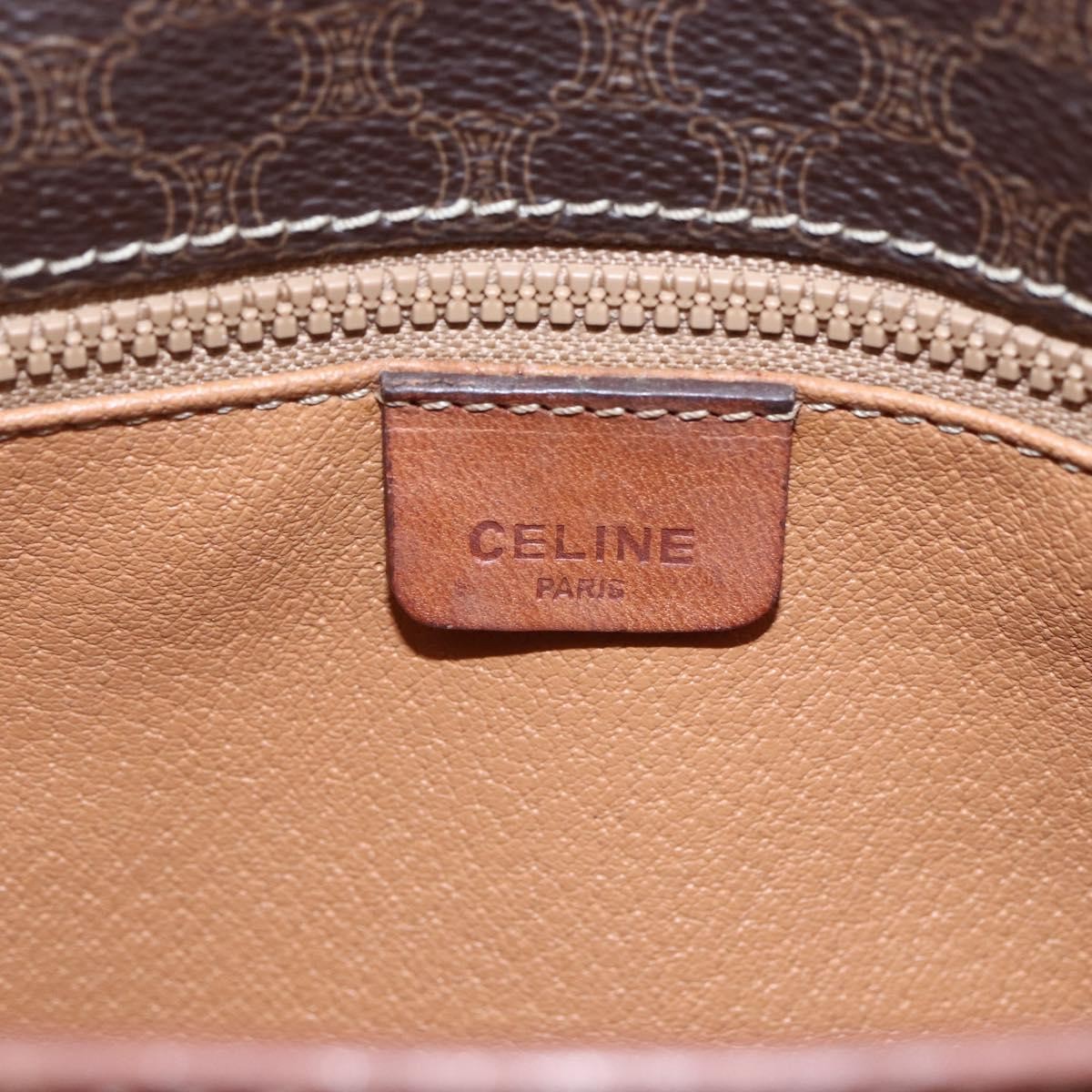 Celine Celine Flap Shoulder Bag Canvas Bruin