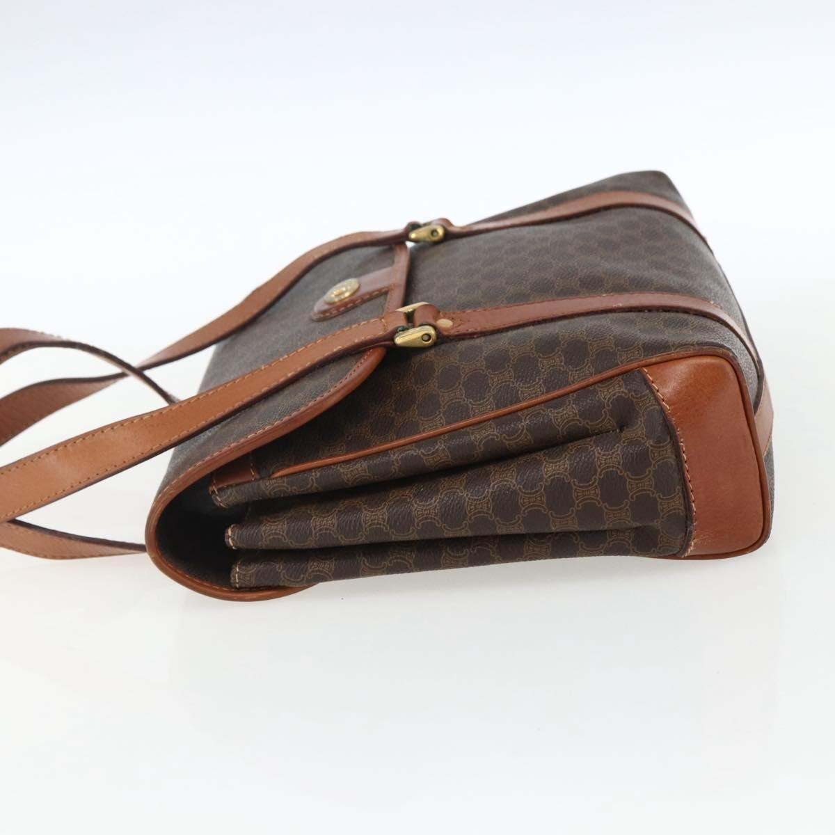 Celine Vintage Macadam Canvas and Leather Bruin