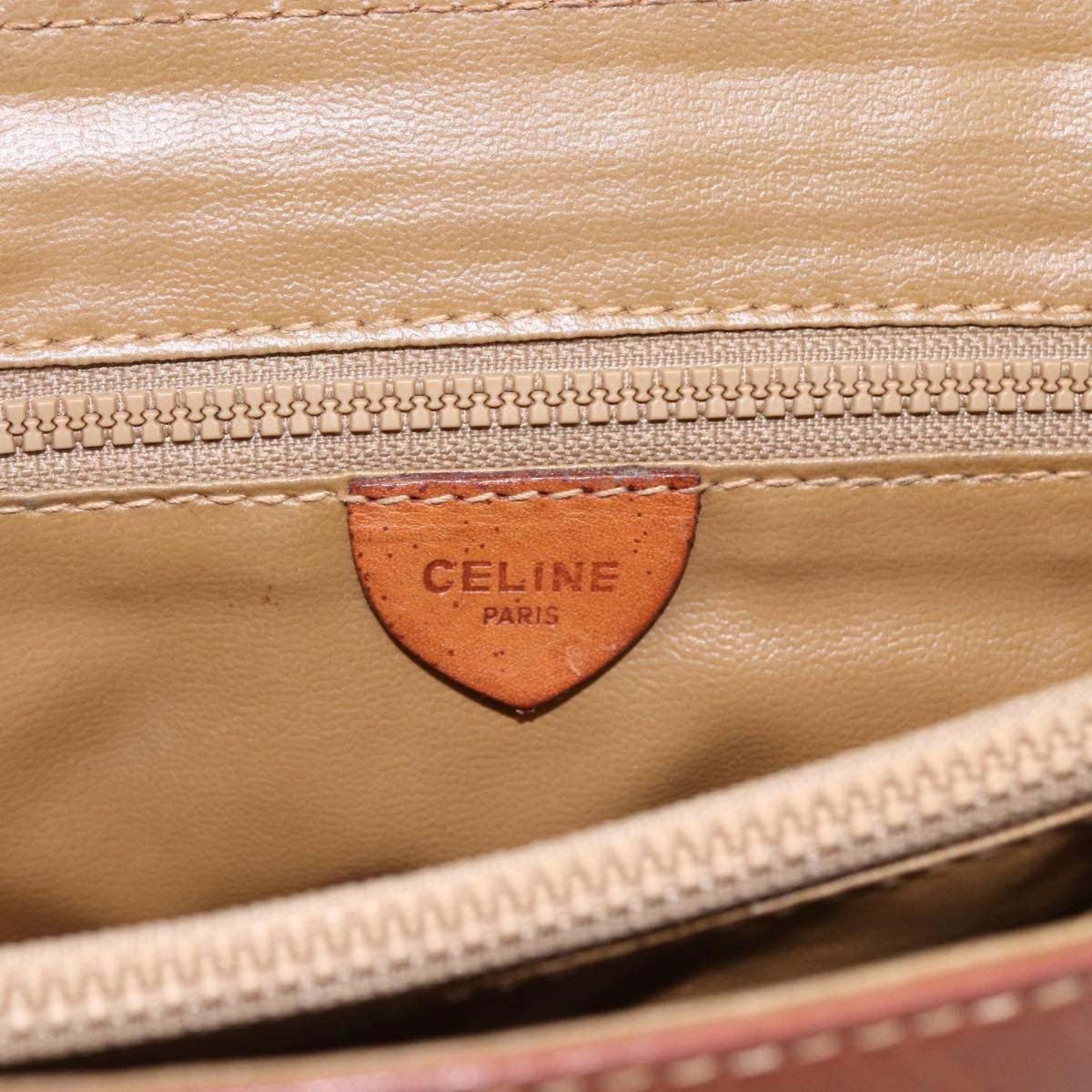 Celine Vintage Macadam Canvas and Leather Bruin