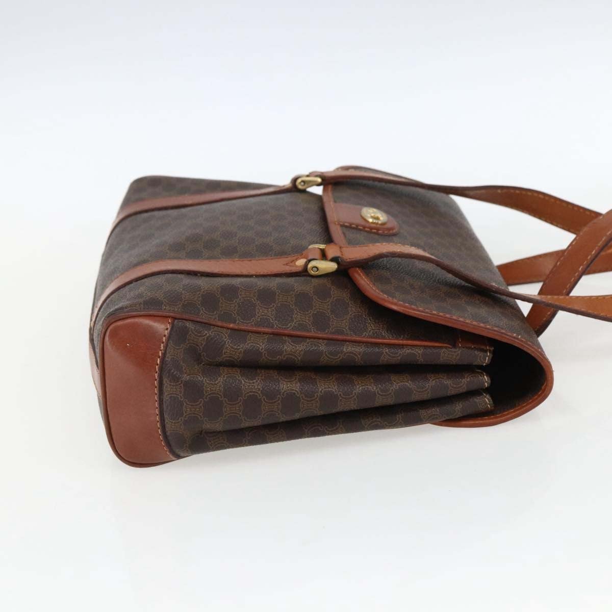 Celine Vintage Macadam Canvas and Leather Bruin