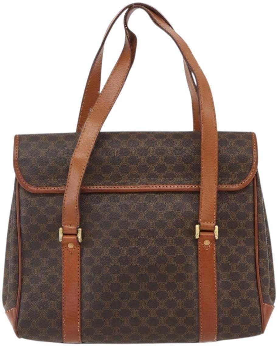 Celine Vintage Macadam Canvas and Leather Bruin