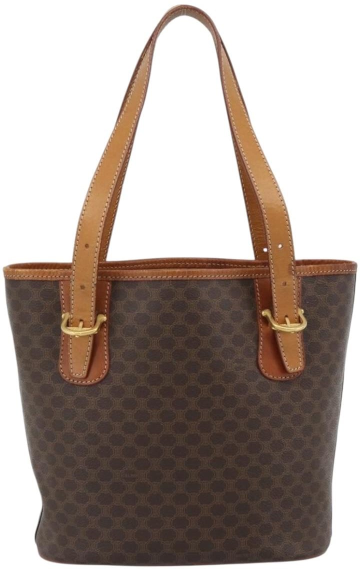 Celine Vintage Macadam Tote bag Canvas and Leather Bruin