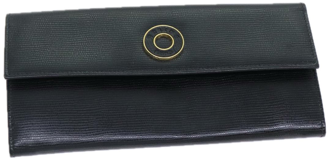 Celine Celine Circle Logo Compact Wallet Leather Zwart