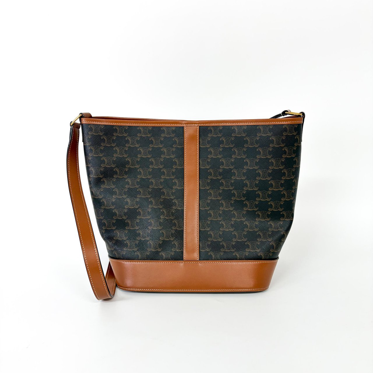 Celine Bucket Bag Triomphe Coated Canvas Medium Divers