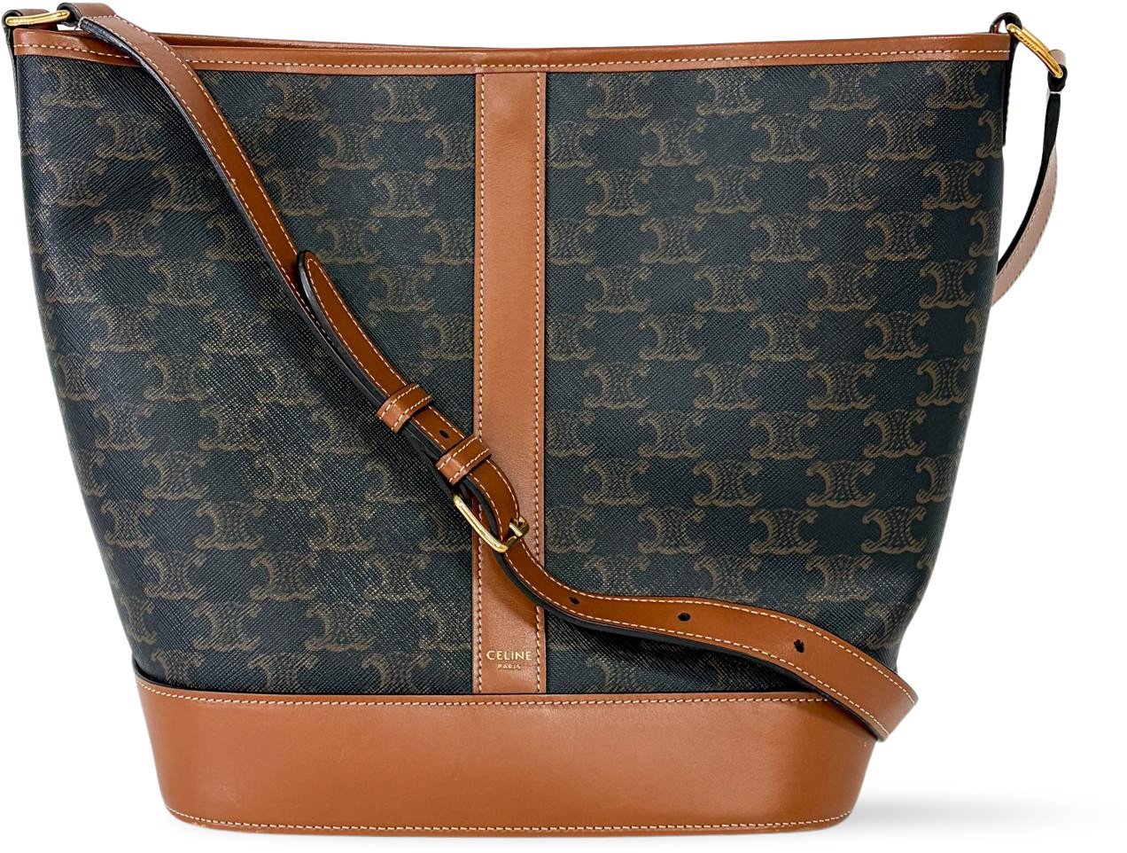 Celine Bucket Bag Triomphe Coated Canvas Medium Divers