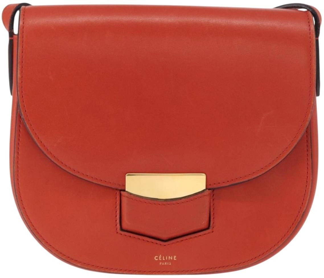 Celine Celine Trotteur Crossbody Bag Calfskin Small Oranje