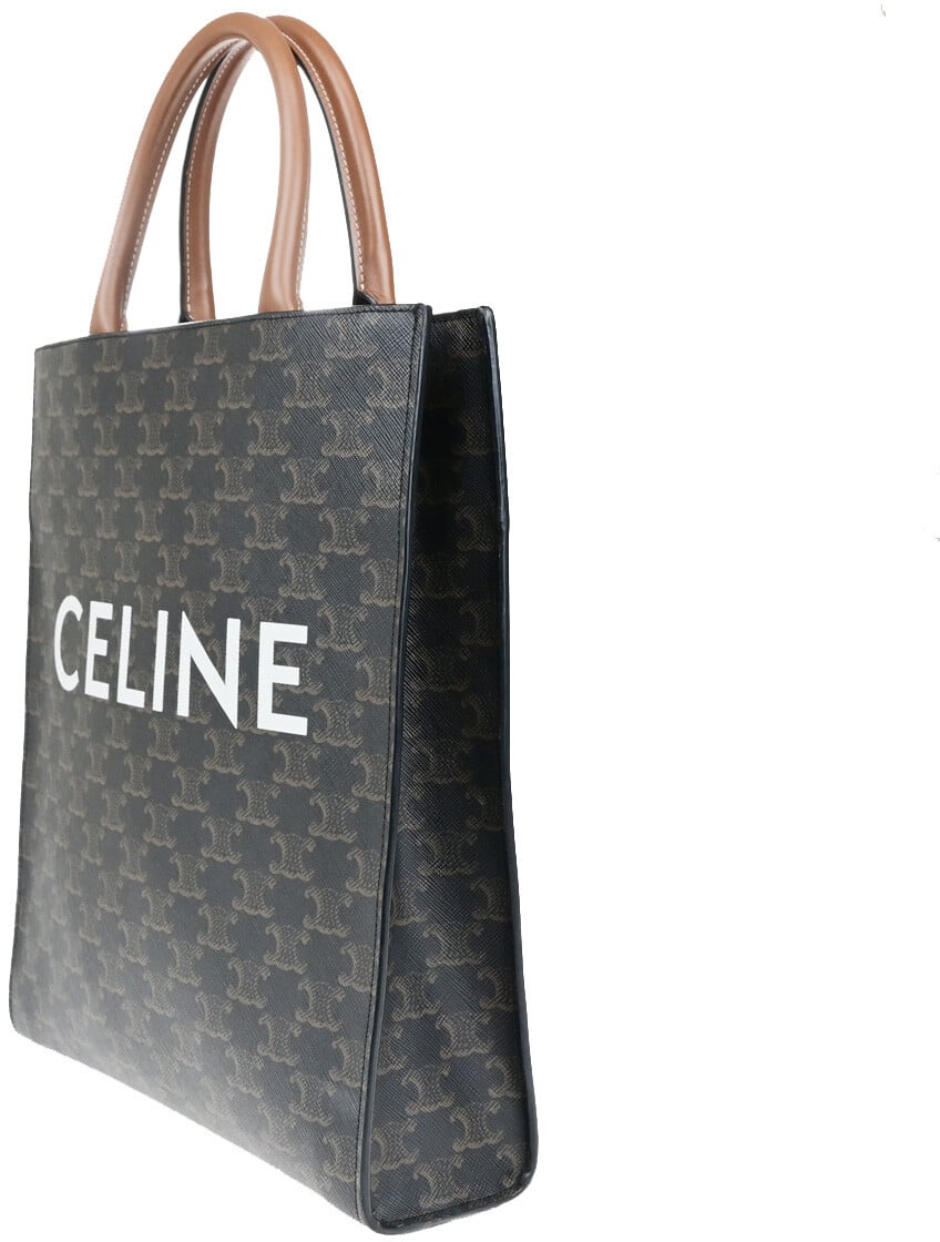 Celine Vertical Cabas Tote Triomphe Coated Canvas Small Bruin