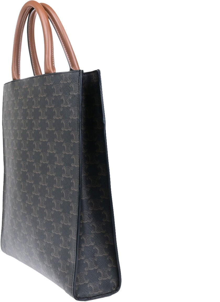 Celine Vertical Cabas Tote Triomphe Coated Canvas Small Bruin