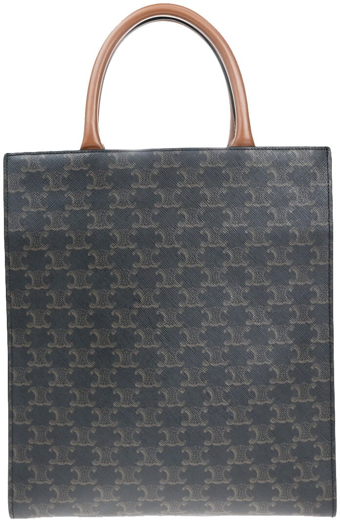 Celine Vertical Cabas Tote Triomphe Coated Canvas Small Bruin