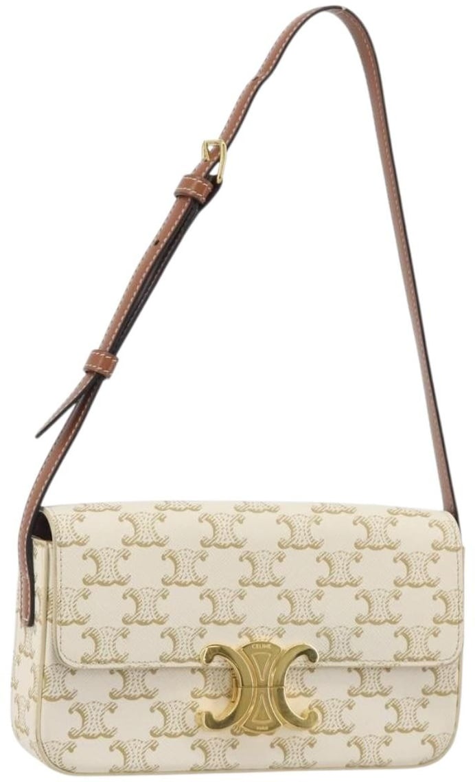 Celine Triomphe Strap Bag monogram canvas Wit