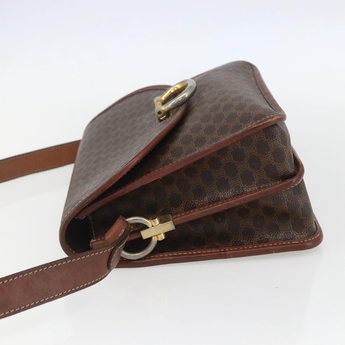 Celine Celine Vintage Macadam Shoulder Bag Canvas Medium Bruin