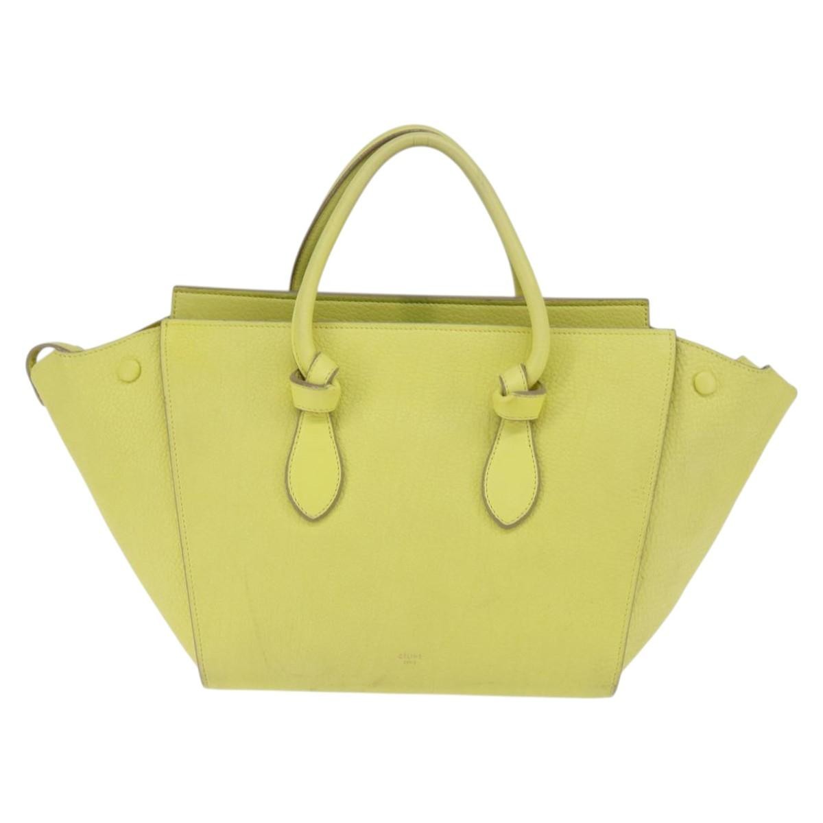 Celine Celine Tie Knot Tote Smooth Leather Mini Geel