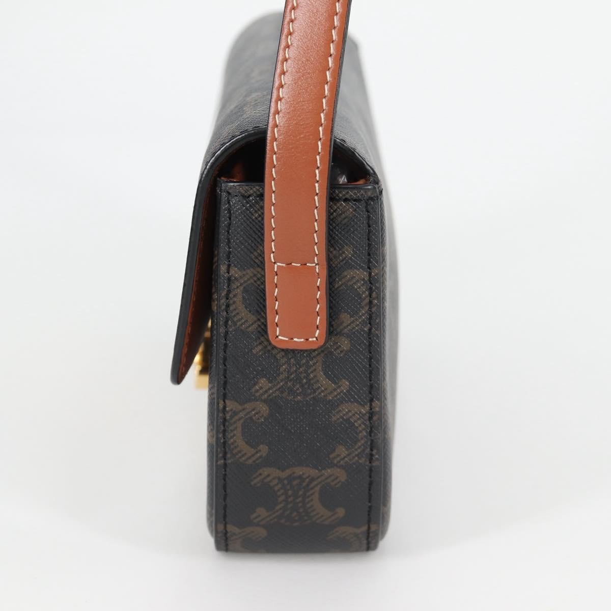 Celine Celine Triomphe East-West Shoulder Bag Triomphe Coated Canvas Zwart