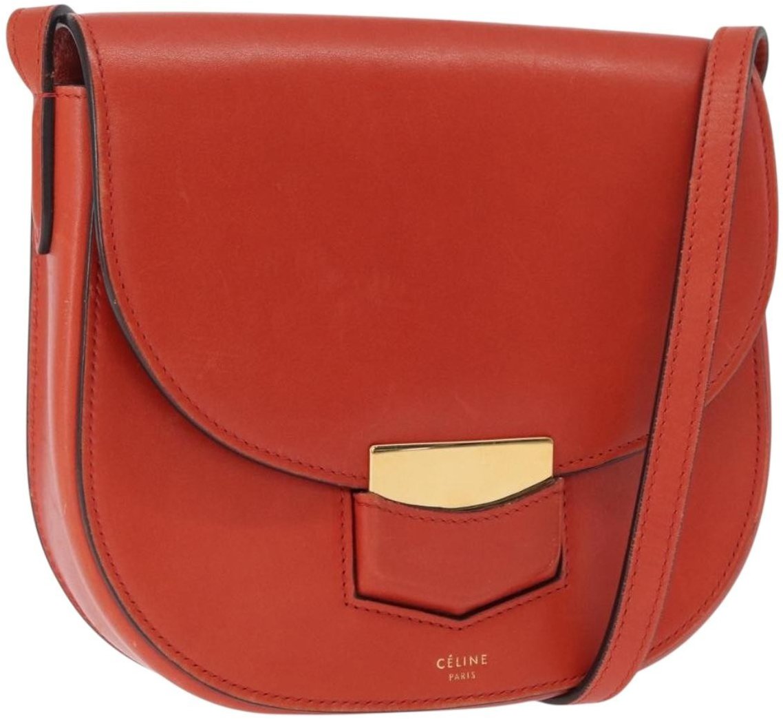 Celine Trotteur Messenger Calfskin Medium Oranje
