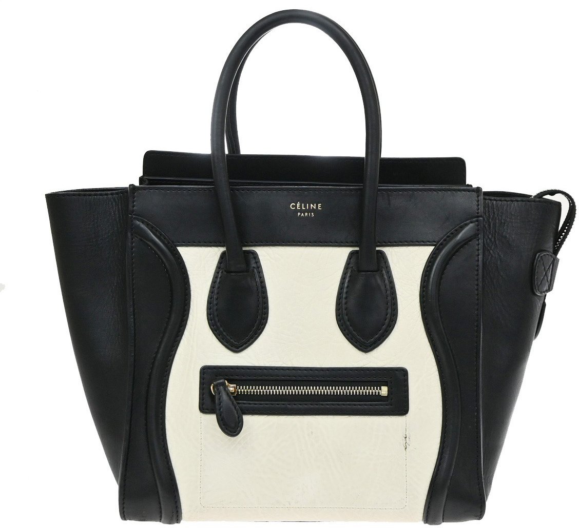 Celine Bicolor Luggage Leather Micro Zwart