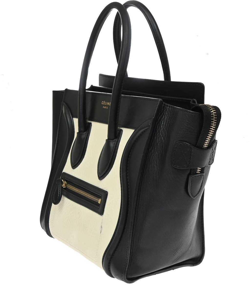 Celine Bicolor Luggage Leather Micro Zwart
