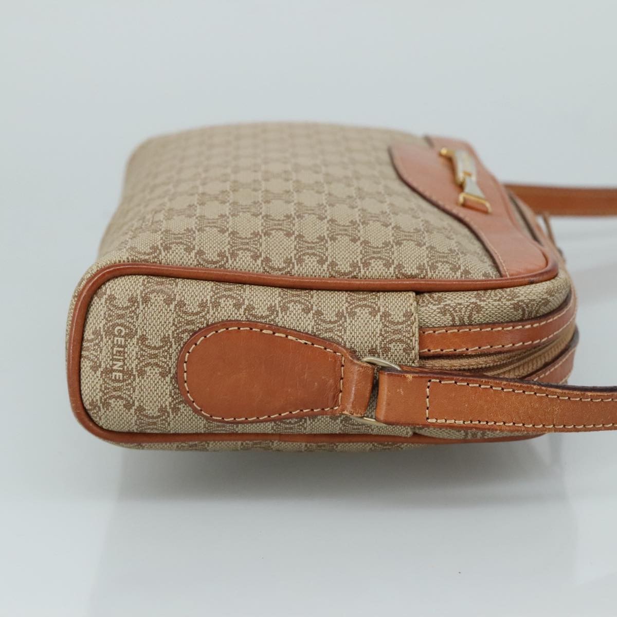 Celine Celine Macadam Shoulder Bag Leather Beige