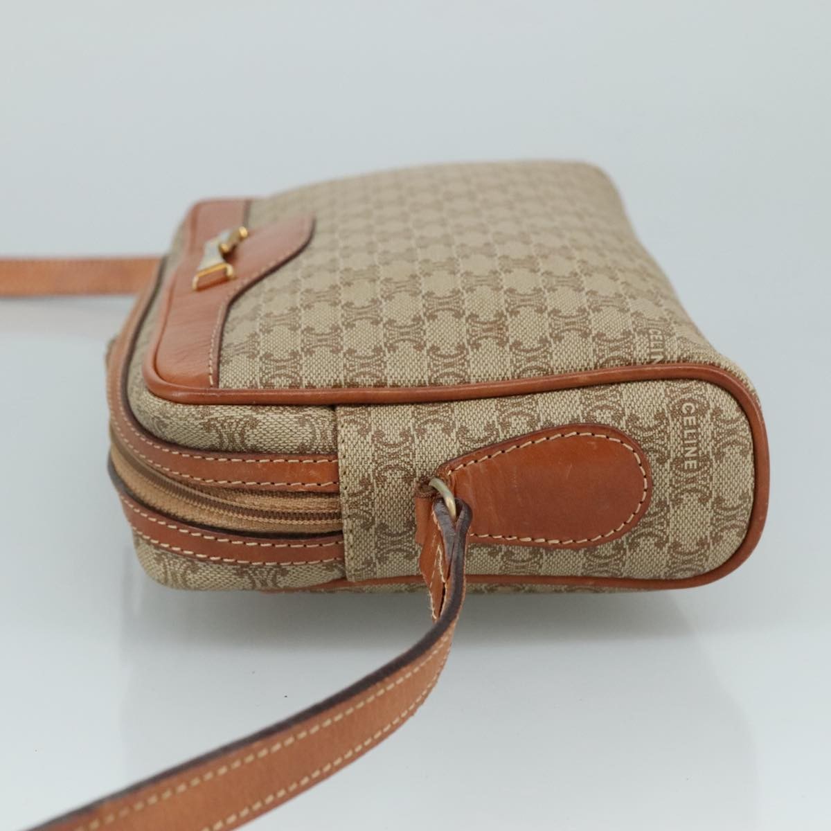 Celine Celine Macadam Shoulder Bag Leather Beige