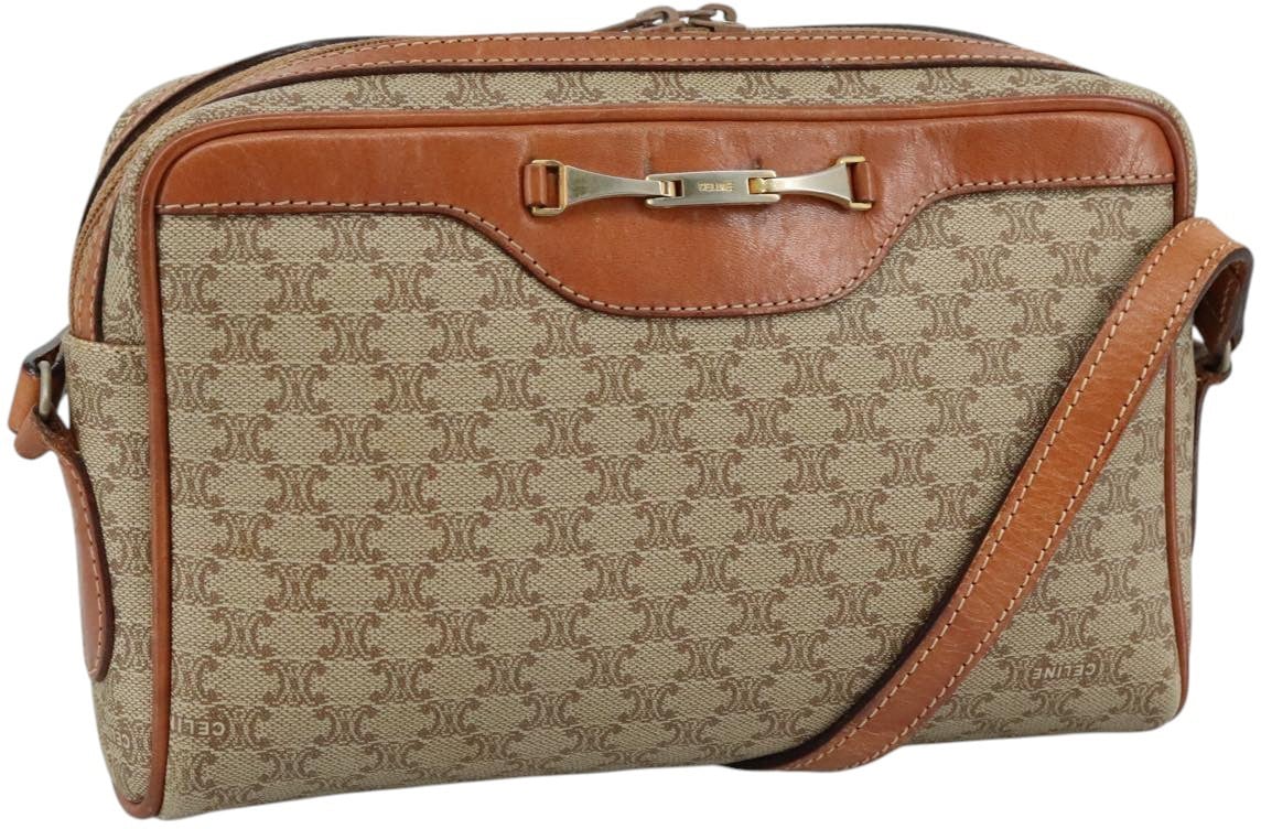 Celine Celine Macadam Shoulder Bag Leather Beige