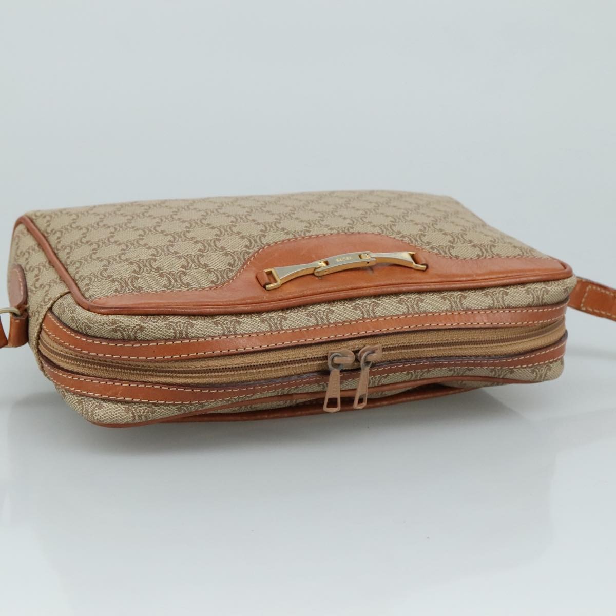 Celine Celine Macadam Shoulder Bag Leather Beige