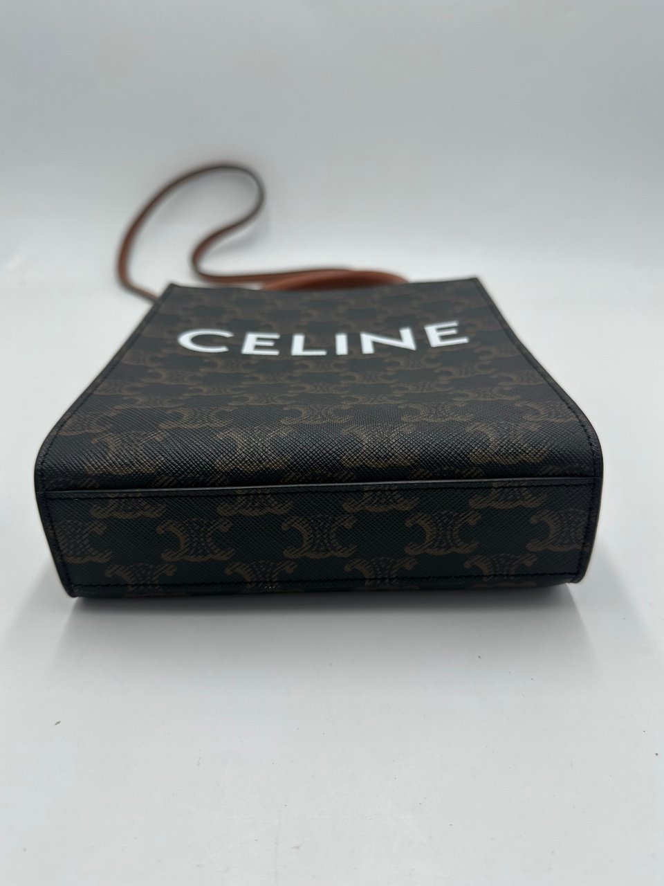 Celine Celine Sulky Vertical Cabas Tote Canvas with Leather Mini Bruin