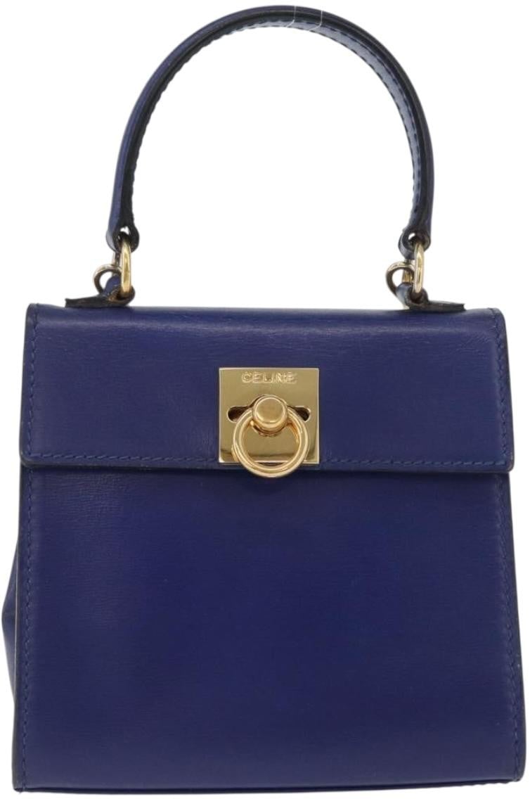 Celine Celine Vintage Logo Top Handle Bag Leather Medium Blauw