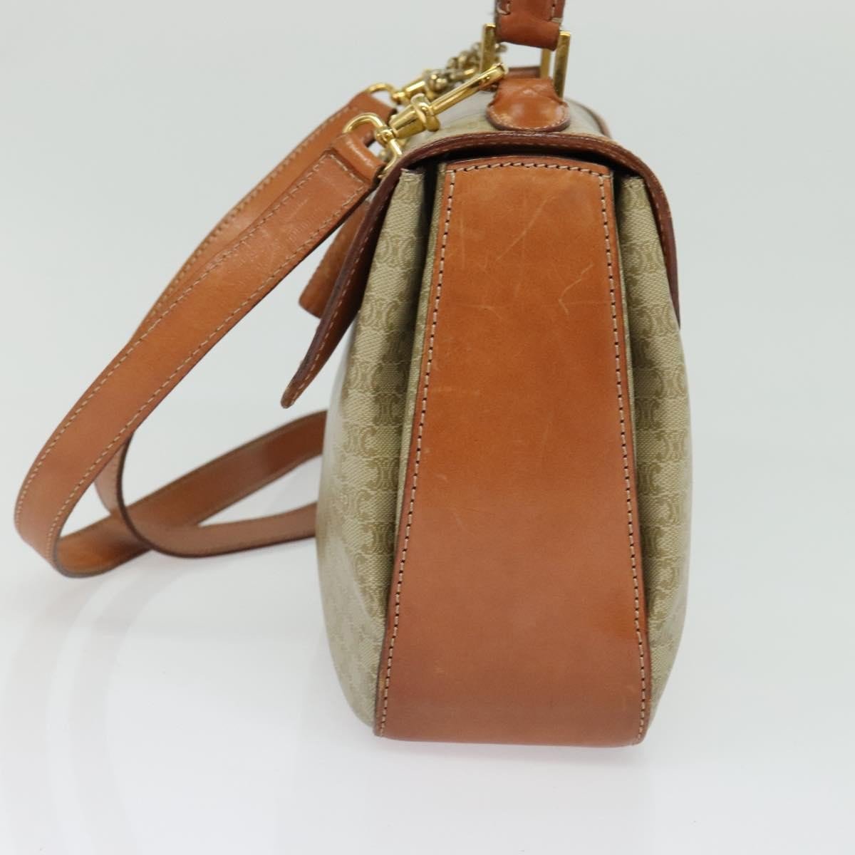 Celine Vintage Convertible Top Handle Macadam Coated Canvas Medium Beige