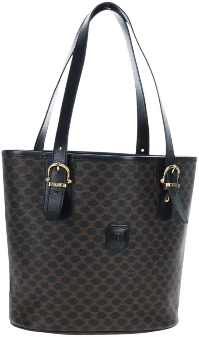 Celine C Macadam Tote PVC leather/ Macadam canvas Zwart
