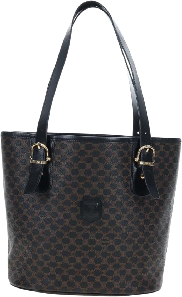 Celine C Macadam Tote PVC leather/ Macadam canvas Zwart