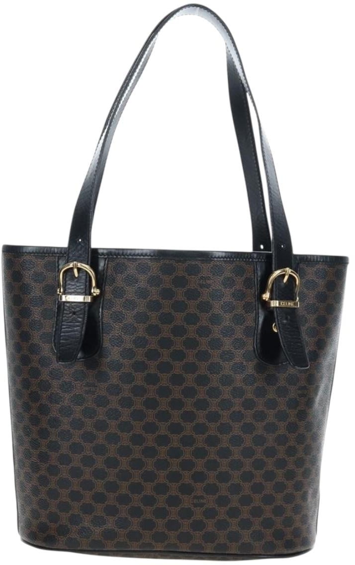 Celine C Macadam Tote PVC leather/ Macadam canvas Zwart