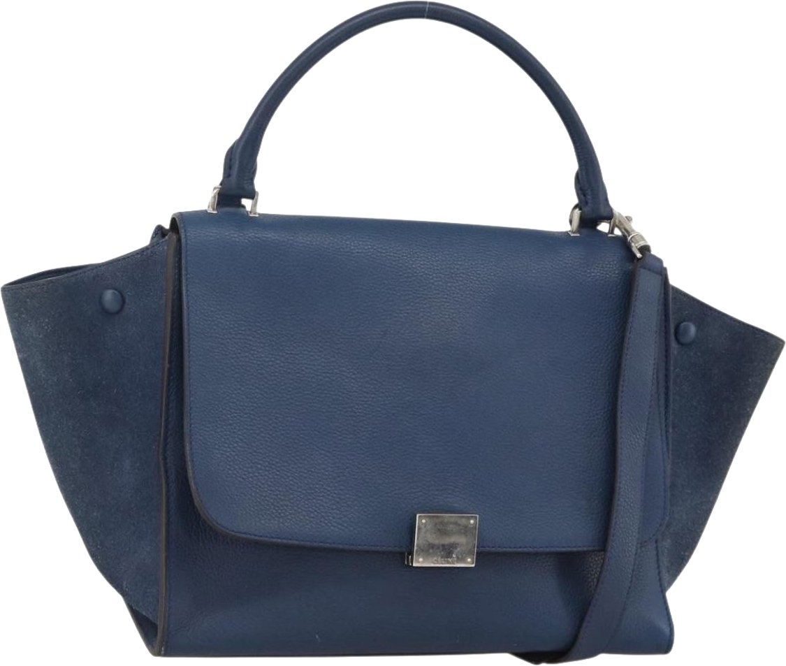 Celine Celine Trapeze Bag Leather Medium Blauw