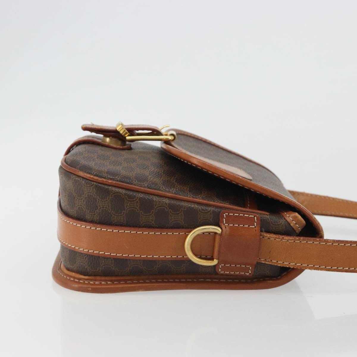 Celine Vintage Macadam Canvas and Leather Bruin