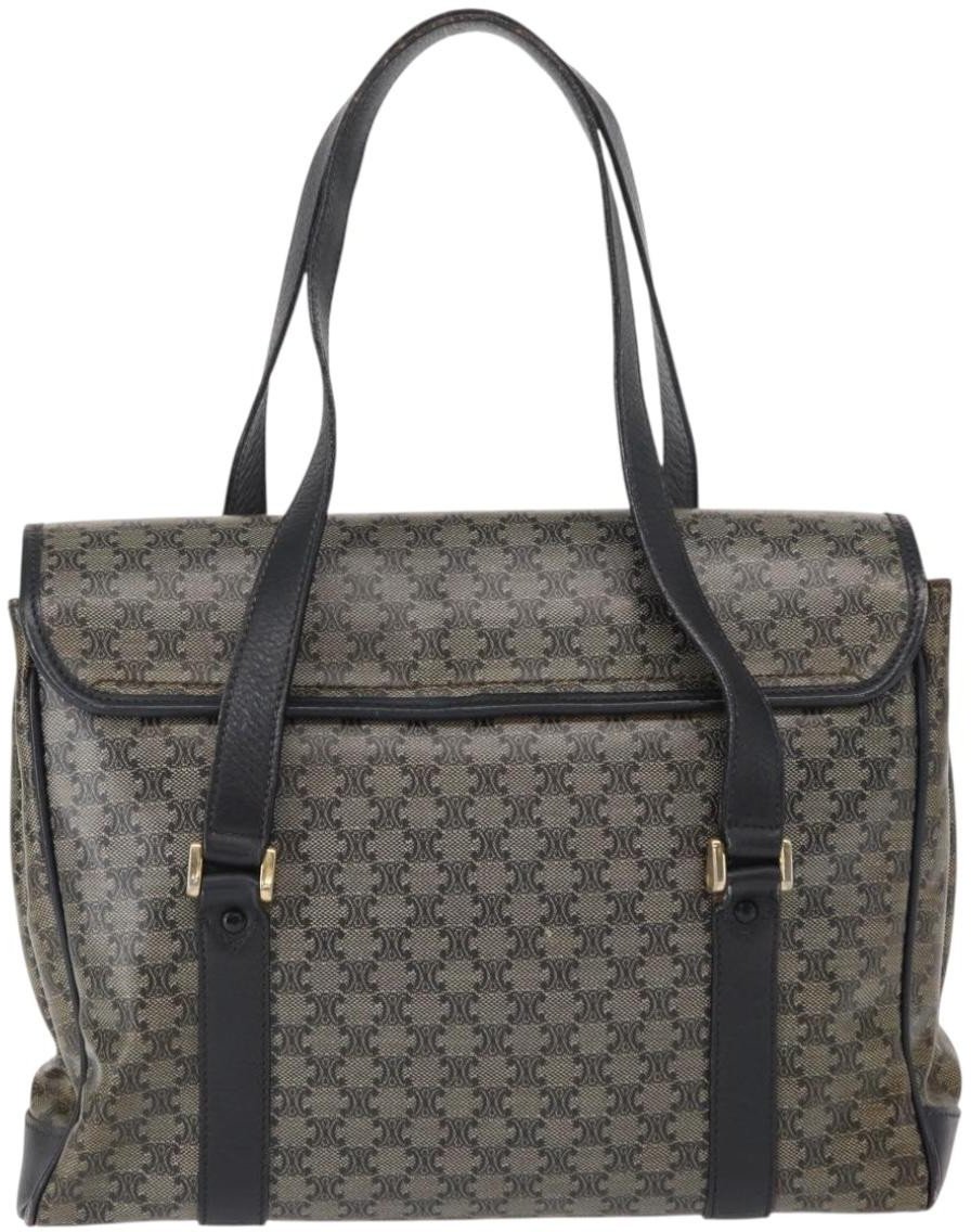 Celine Vintage Macadam Canvas and Leather Zwart