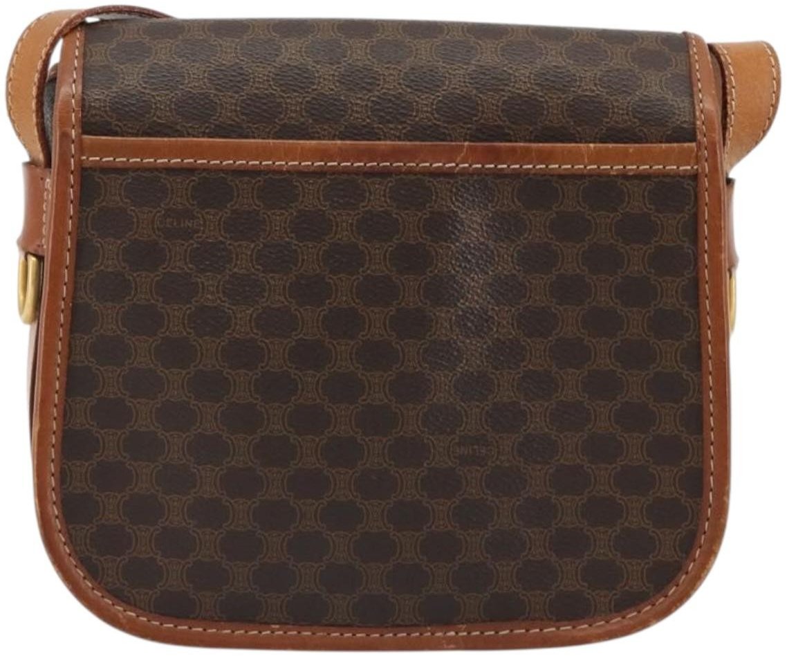 Celine Vintage Macadam Canvas and Leather Bruin