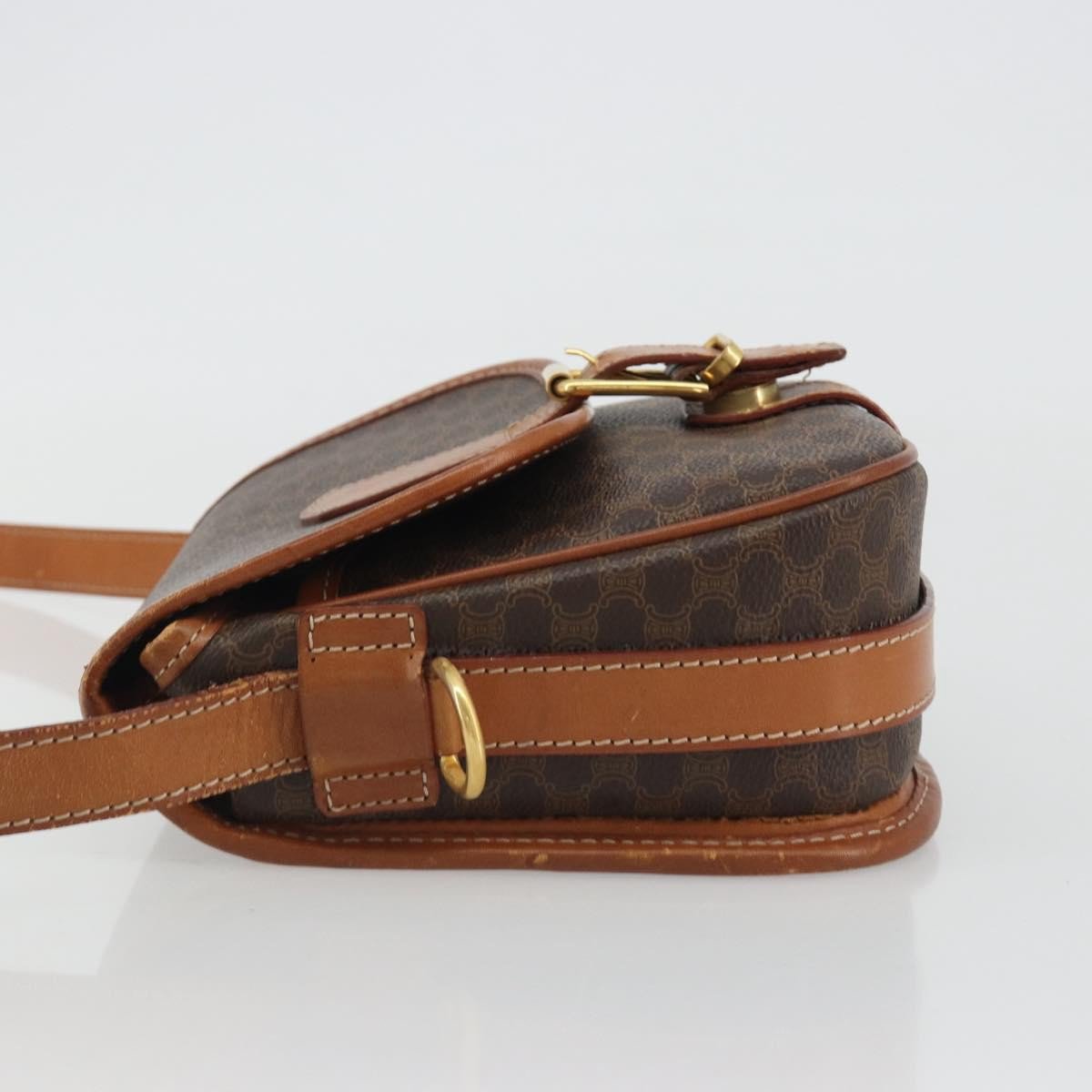 Celine Vintage Macadam Canvas and Leather Bruin
