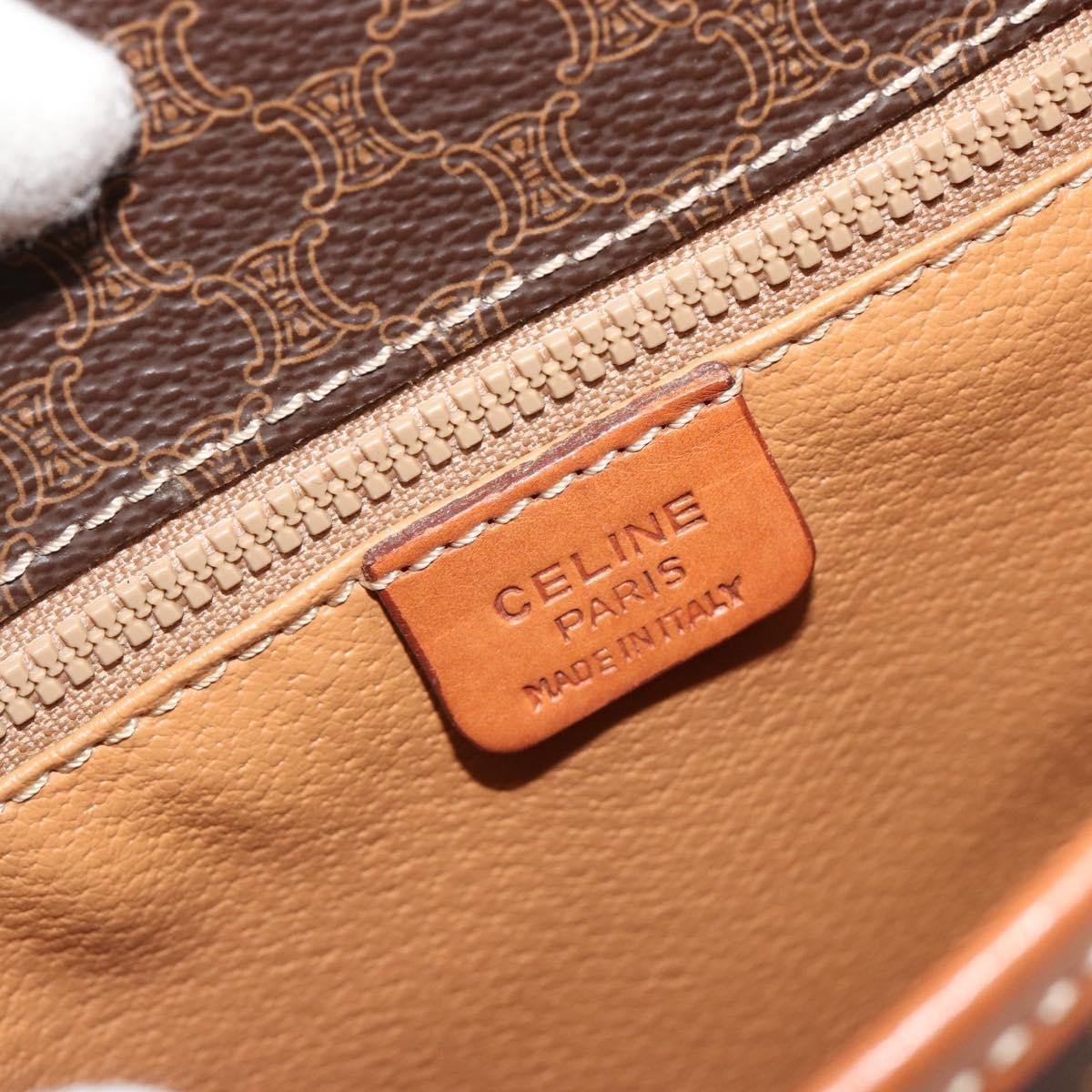Celine Vintage Macadam Canvas and Leather Bruin
