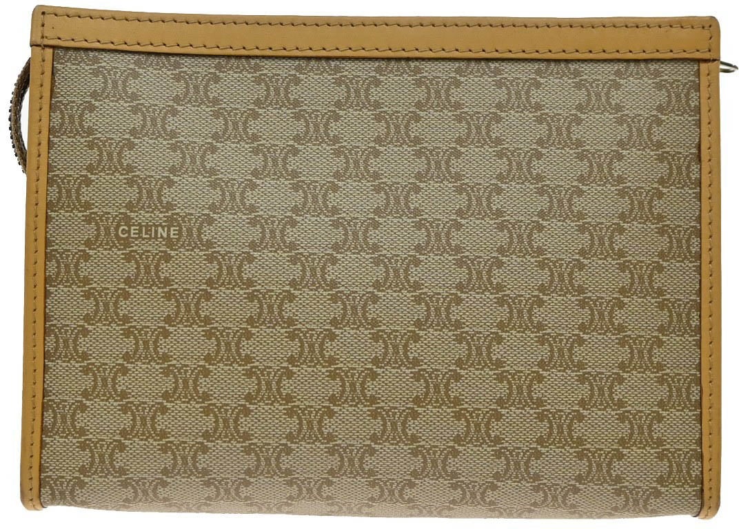 Celine Macadam Pochette Canvas and Leather Beige