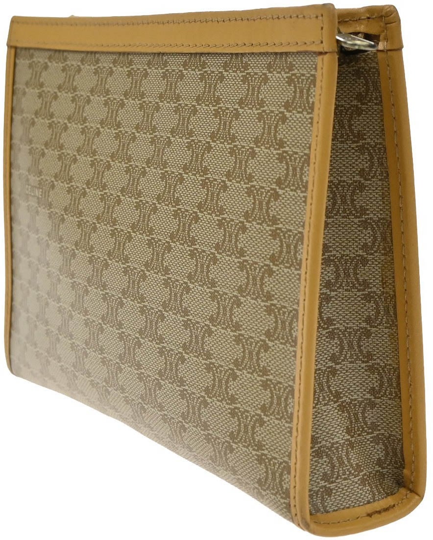 Celine Macadam Pochette Canvas and Leather Beige