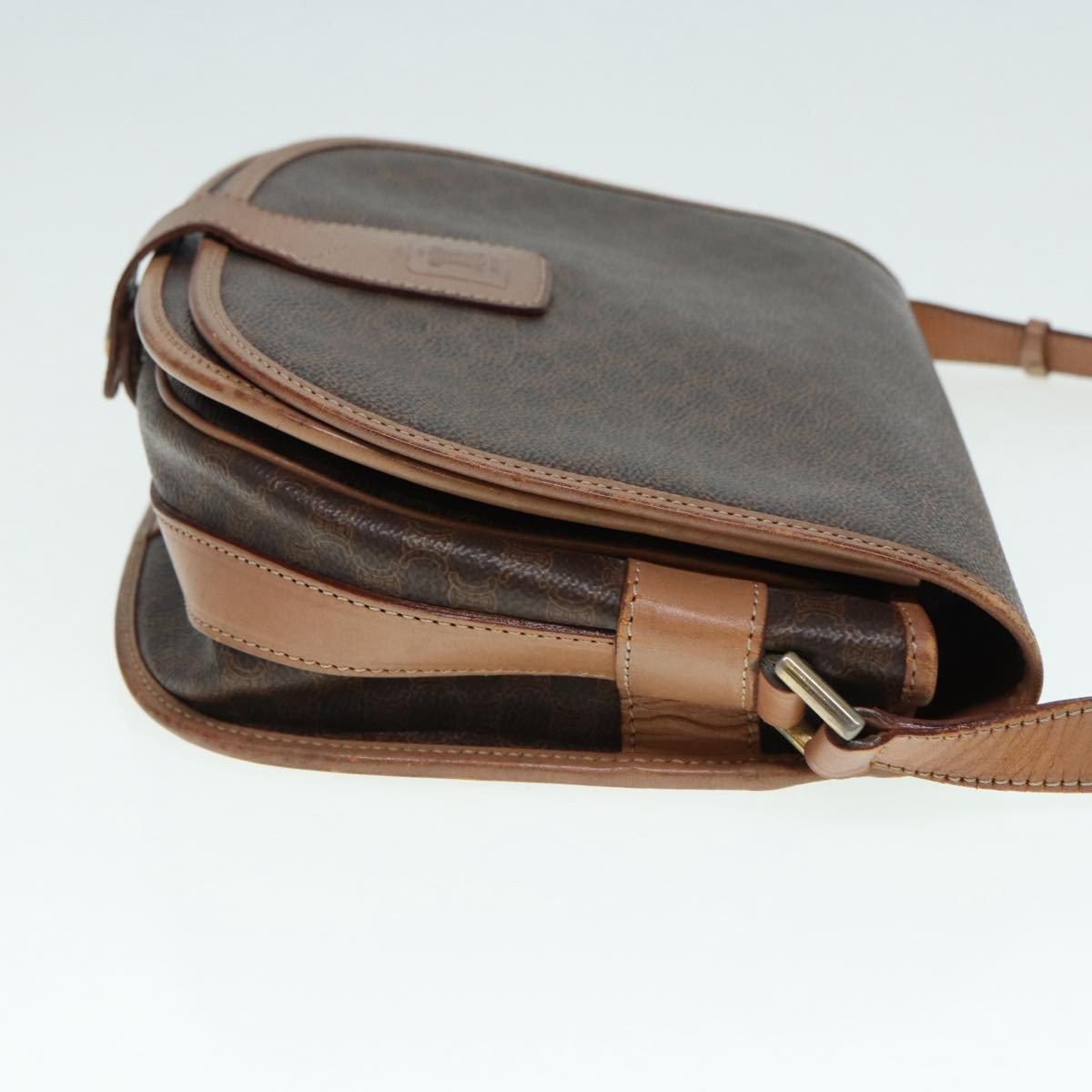 Celine Celine Vintage Saddle Flap Shoulder Bag Macadam Coated Canvas Small Bruin