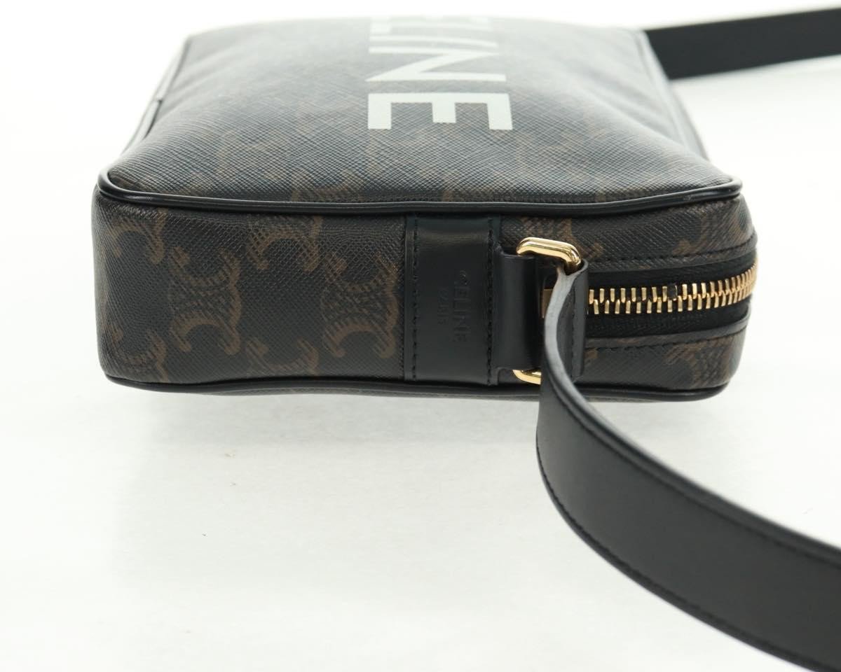 Celine Celine Logo Messenger Bag Triomphe Coated Canvas Medium Zwart