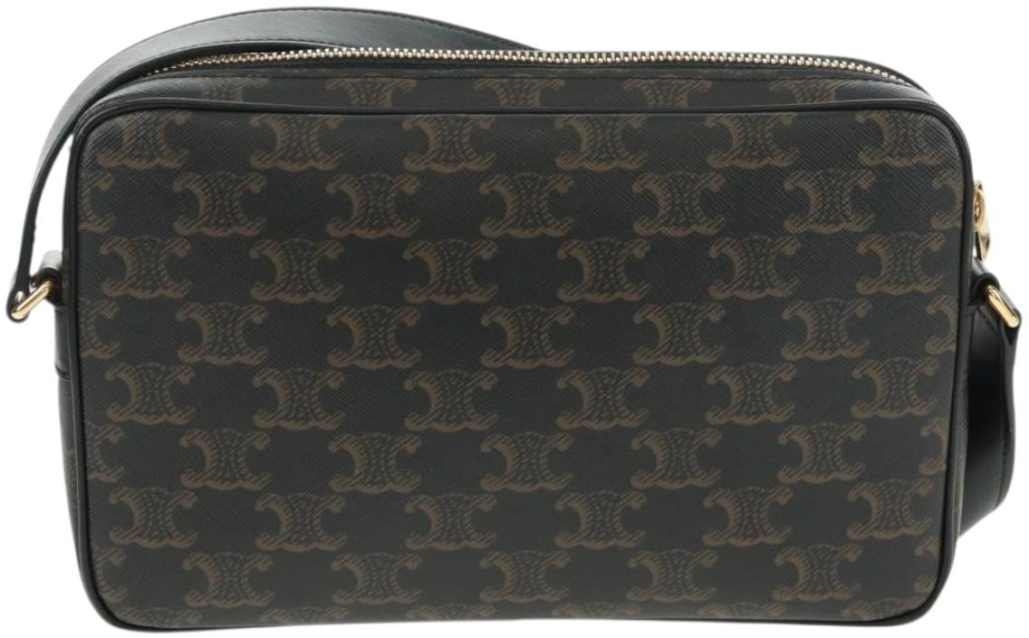 Celine Celine Logo Messenger Bag Triomphe Coated Canvas Medium Zwart